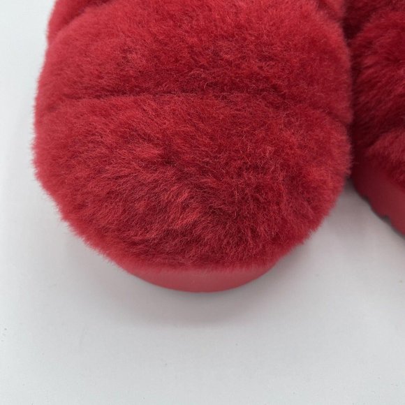 UGG Women's SUPER FLUFF SLIPPERS in RIBBON RED sz 8 1121751-NEW w/marks on soles - Picture 3 of 15